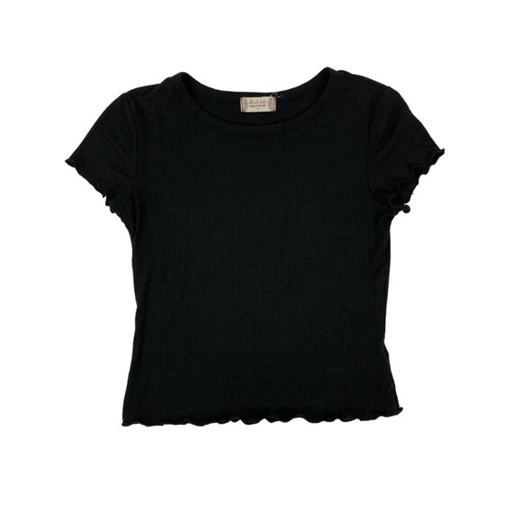Altard State Black Crop Top Medium Short Sleeve Y2K Edgy Streetwear Night Out - Picture 1 of 5